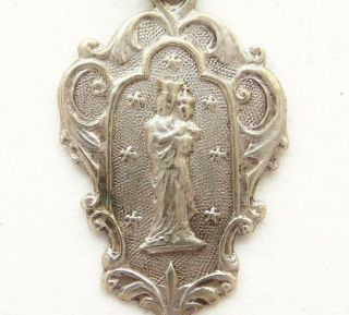 Art Nouveau Antique Medal Pendant To Miraculous Virgin Mary