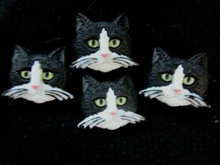 4 Adorable Black & White Plastic Cats With Gold Eyes Make Something Special