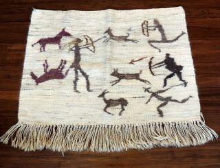 Wool Wall Hanging Tapestry Rug Primitive Southwestern Ranch Farm Country 34 X 30
