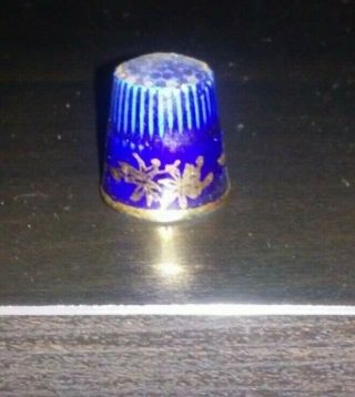 Vintage Blue And Gold Thimble Made In Germany