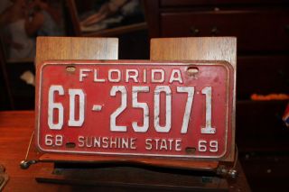 1969 1968 Florida Fl License Plate Palm Beach County 6d - 25071