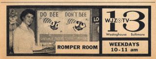 1959 Tv Ad Romper Room Host Nancy Rogers Claster Wjz Baltimore