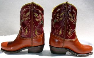 Vintage 50 ' s Leather Acme Child Cowboy Boots Rodeo Western Cutouts Size 4 - 1/2 D 2