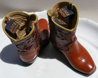 Vintage 50 ' s Leather Acme Child Cowboy Boots Rodeo Western Cutouts Size 4 - 1/2 D 4