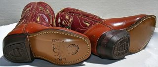 Vintage 50 ' s Leather Acme Child Cowboy Boots Rodeo Western Cutouts Size 4 - 1/2 D 8