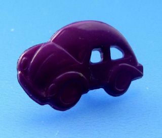 Vintage Bakelite Catalin Beetle Bug Car Purple Goofy Novelty Realistic Button