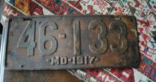 1917 Maryland License Plate
