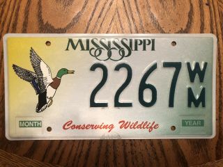 Nos Mississippi License Plate Specialty Conserving Wildlife Duck Mallard Hunting
