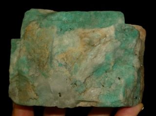 Dino: Blue Amazonite Crystal On Quartz Rough Brazil 1 Lb 9.  5oz