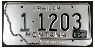 Montana 1961 Trailer License Plate 1 - 1203