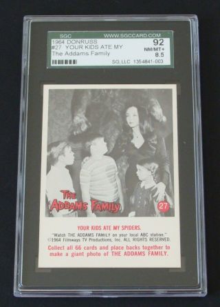 1964 Donruss Addams Family 27 Your Kids Ate My Spiders Sgc 92 Nm/mt,  8.  5
