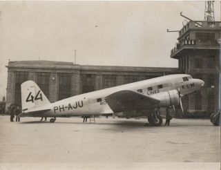 Large Vintage Photo - Klm Dc - 2 Ph - Aju At Croydon