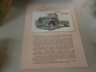 1953 Mack Model B - 61t Truck Brochure/specifications