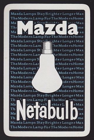 1 Single Vintage Swap/playing Card Adv Mazda Lamps Netabulb Globe