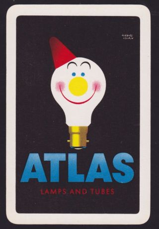 1 Single Vintage Swap/playing Card Adv Atlas Lamps & Tubes Herbert Leupin Art