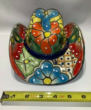 Mexican Talavera Ceramic Pottery Cowboy Hat Sombrero Hand - Painted Authentic