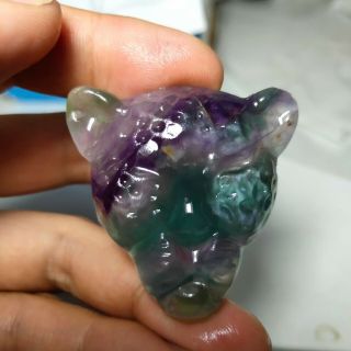 33g Natural Colorful Fluorite Crystal Hand Carved Leopard 