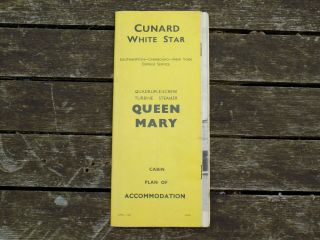Vintage 1937 Cunard White Star Rms Queen Mary Cabin Deck Plans Of Accommodation