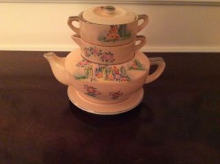 Vintage Mikori Ware Stacked Teapot Tea Set