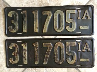 Antique/vintage Iowa License Plate Match Set/pair Plates