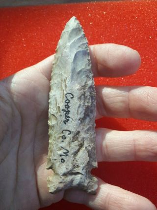 Authentic 4 1/4 " Graham Cave Arrowhead Found In Cooper Co.  Missouri