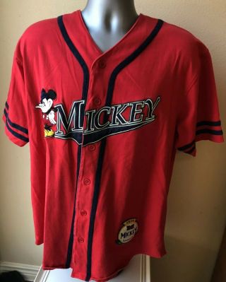 Vintage 90’s Disney Store Mickey Mouse Baseball Jersey Men’s Large Blue/red Euc