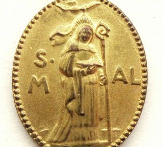 Saint Aldegonde - Rare Antique Bronze Medal Pendant