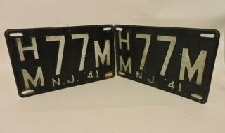 1941 Jersey License Plate (s) (tags) Set Of 2 Not Reprints