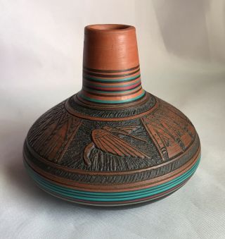 Paul Lansing Small Navajo Dine Pottery 1994 Pot Artist Signed MSC011M 2