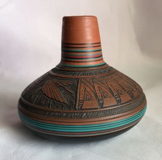 Paul Lansing Small Navajo Dine Pottery 1994 Pot Artist Signed MSC011M 3