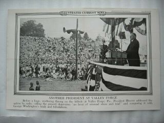 1931 President Hoover Valley Forge Pa Usa Poster Photo Radio Address Mic Flag Us