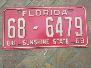 Vintage Florida 1969 Pressed Steel License Plate