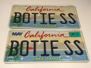 California Lake Tahoe Vanity “botiess” License Plate Ca Off Vintage El Camino Ss