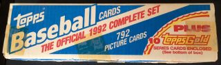1992 - Topps Baseball Cards The Official Complete Set & Topps Gold Series Cards