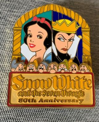 Disney Pin Dsf Dssh 80th Anniversary Le 200 Snow White Evil Queen Surprise Dwarf