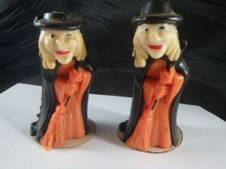 2 Vintage Gurley Witch Halloween Wax Candles - - 4.  75 " Tall
