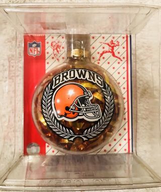 Nfl Cleveland Browns,  Sports Collectors Series,  Unique 3” Glass Ornament.