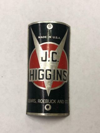 Vintage Bicycle J.  C.  Higgins Head Badge Tag Sears Roebuck Rectangle
