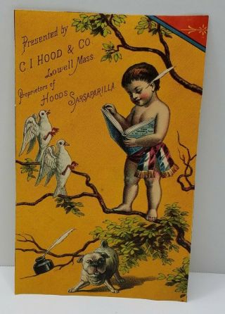 Hoods Sarsaparilla 1880s Advertising Litho With Calendar On Reverse