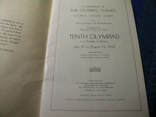 1932 Tenth Olympiad Los Angeles California Olympic Games program complete 2