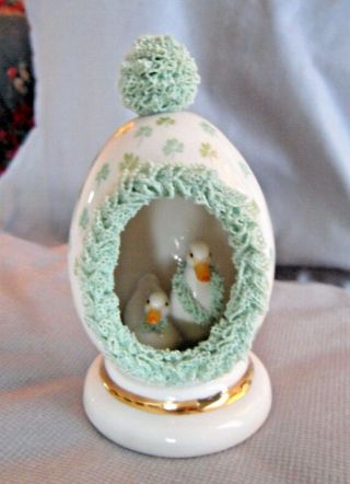 Irish Dresden Porcelain Egg W/ducks Figurine