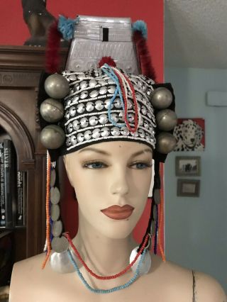 Akha Hill Tribe Headdress Hat Burma Worn During Tribal Celebrations 4