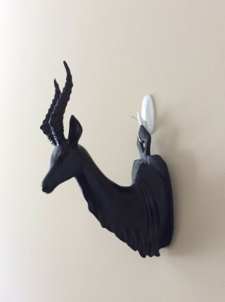 Hand Carved Antelope Head Black For Wall Art African Art