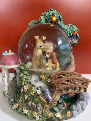 Disney Lady And The Tramp Light Up Musical Snowglobe