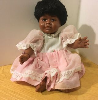 Vtg Plastic Black Baby Doll African American Soft Body