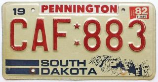 Vintage South Dakota 1982 Mount Rushmore Graphic License Plate Pennington County
