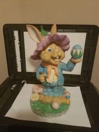12 Inch Tall Ceramic Easter Bunny Painting Easter Eggs Figurine