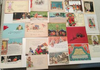 20 Vtg Art Deco Christmas Greeting Cards Greart Color & Graphics