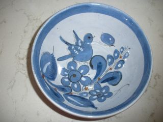 Mexican Pottery Bowl Ken Edwards? Blue Bird Berry Bowl