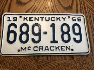 1966 Kentucky Mccracken County License Plate Vintage 689 189 Morehead